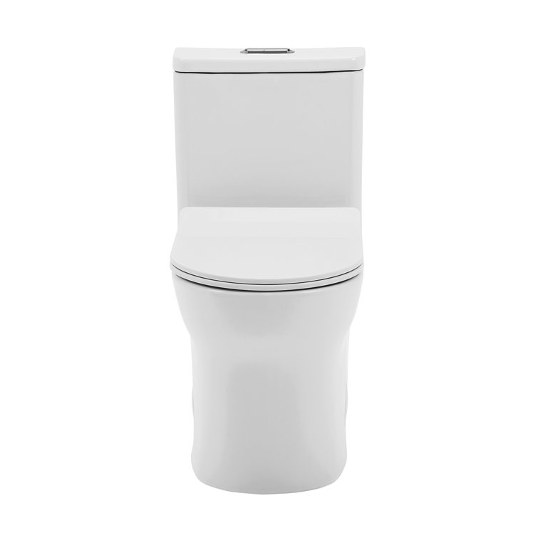 Glossy White High Efficiency Dual Flush One-Piece Elongated Toilet