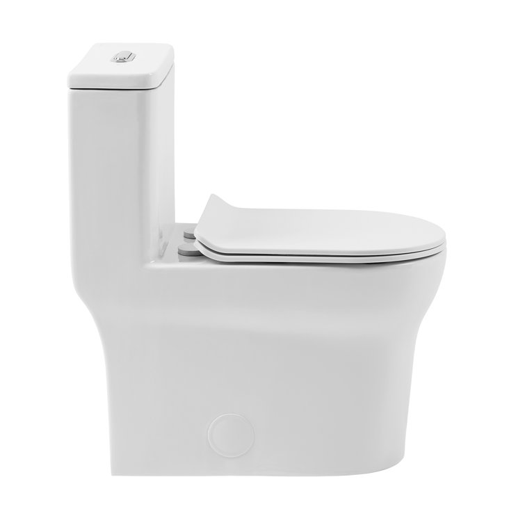 Glossy White High Efficiency Dual Flush One-Piece Elongated Toilet