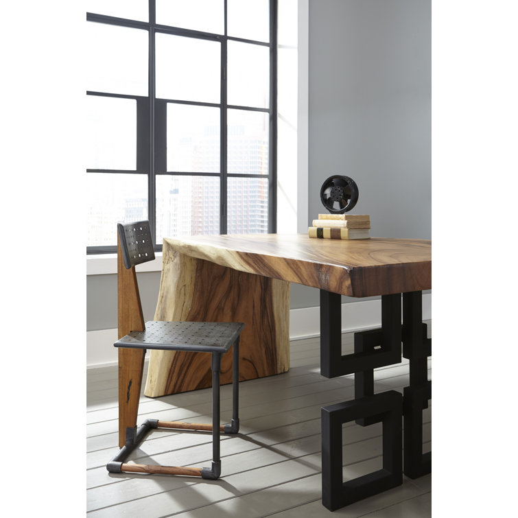 Transitional Black and Brown Wood Home Office Desk