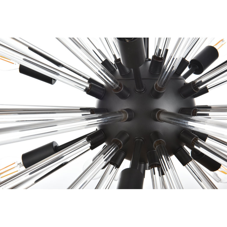 Sienna 42-Inch Black Crystal Rod Pendant Light