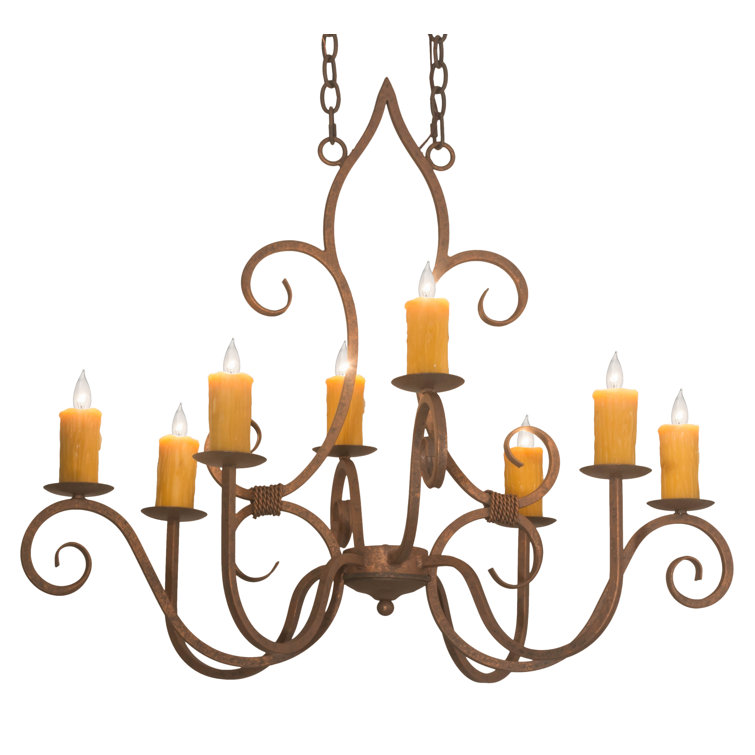 Rust Finish 8-Light Bronze Candle Chandelier
