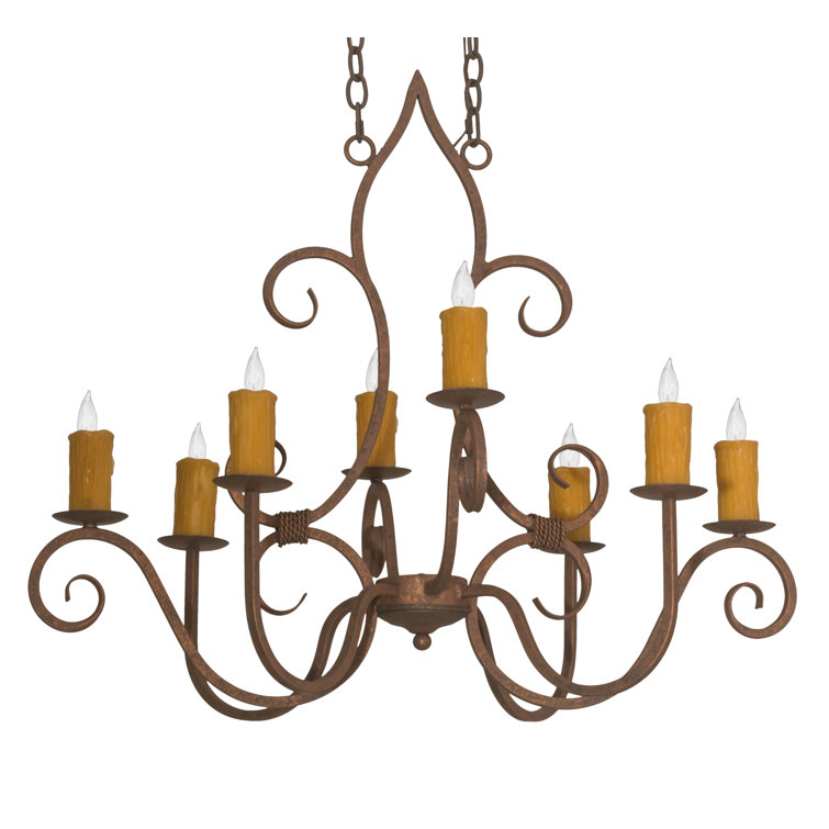 Rust Finish 8-Light Bronze Candle Chandelier