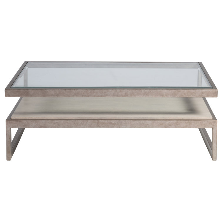 Contemporary Silver Leaf & Wire-Brushed Oak Cocktail Table