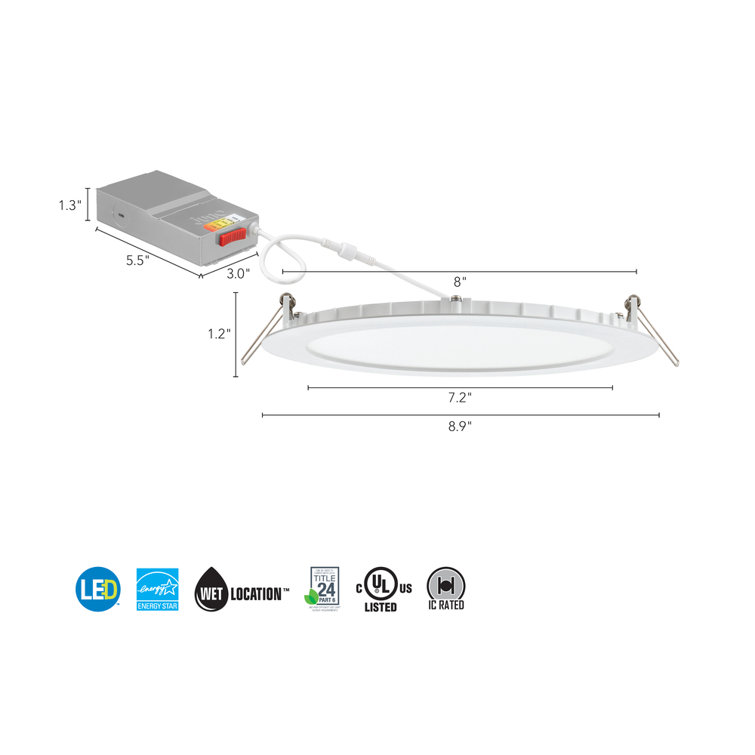 8'' White Aluminum LED Canless Recessed Lighting Kit