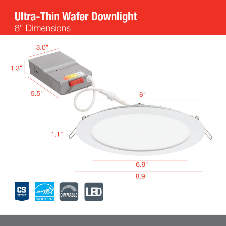 8'' White Aluminum LED Canless Recessed Lighting Kit