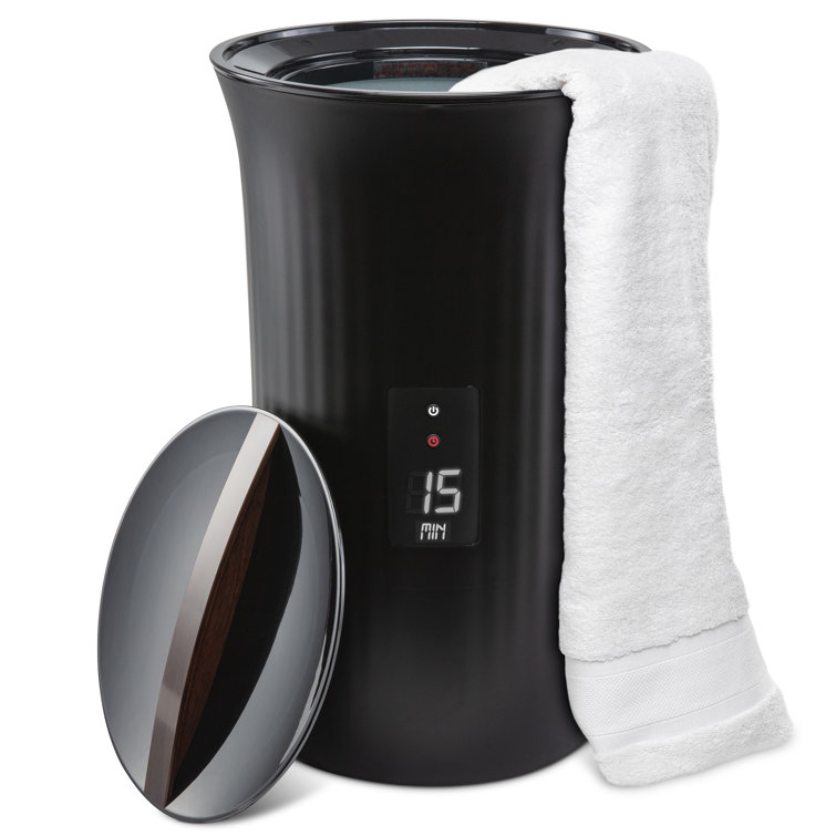 Black LED Display Bucket Style Towel Warmer with Adjustable Timer