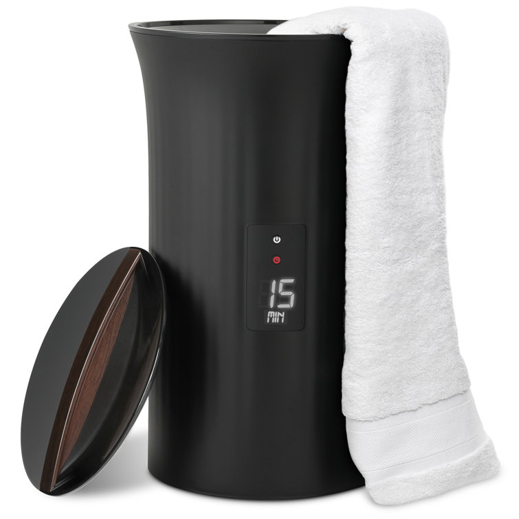 Black LED Display Bucket Style Towel Warmer with Adjustable Timer