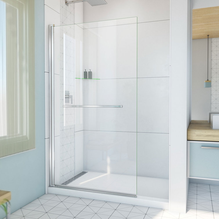 Aqua-Q Frameless Chrome 72" Shower Door with Towel Bar
