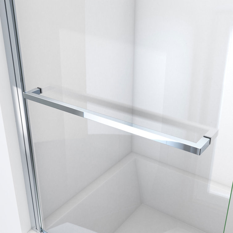 Aqua-Q Frameless Chrome 72" Shower Door with Towel Bar