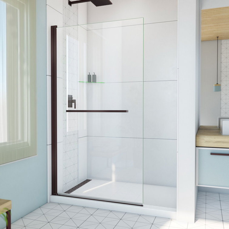 Bronze Frameless Glass 72" H Shower Door with Towel Bar