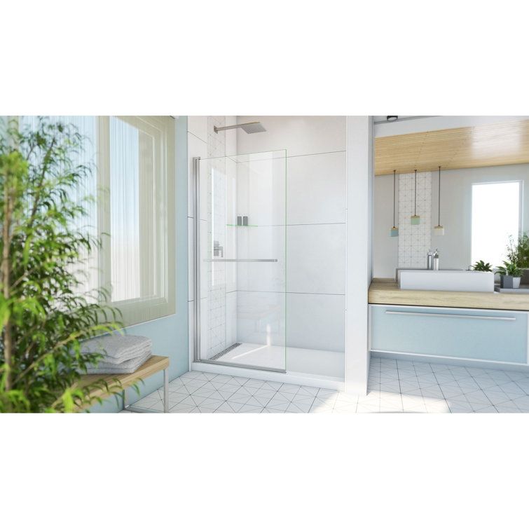 Aqua-Q Swing 72" Frameless Shower Door with Brushed Nickel Finish