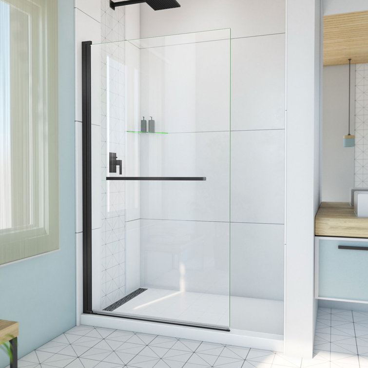 Aqua-Q Swing 72" Matte Black Frameless Shower Door