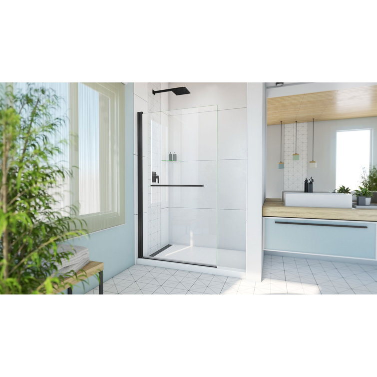 Aqua-Q Swing 72" Matte Black Frameless Shower Door