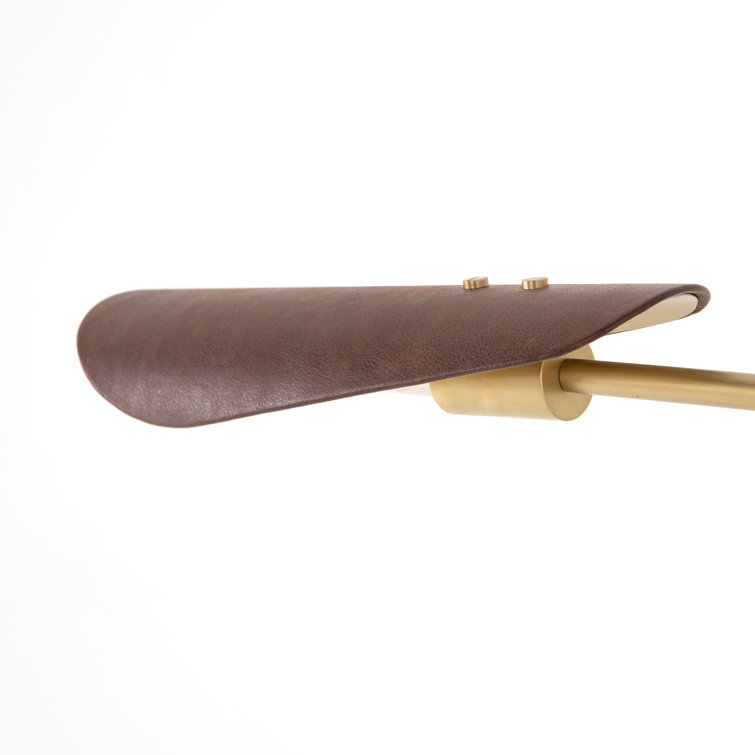 Astrid Walnut & Brass Floor Lamp with Brown Leather Shade
