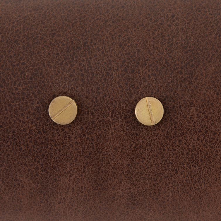 Astrid Walnut & Brass Floor Lamp with Brown Leather Shade