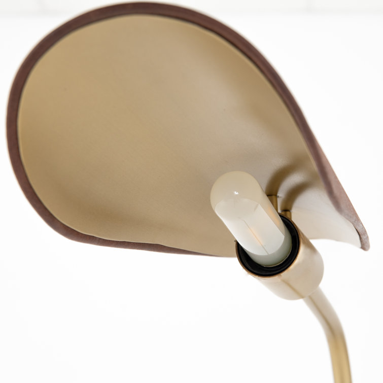 Astrid Walnut & Brass Floor Lamp with Brown Leather Shade