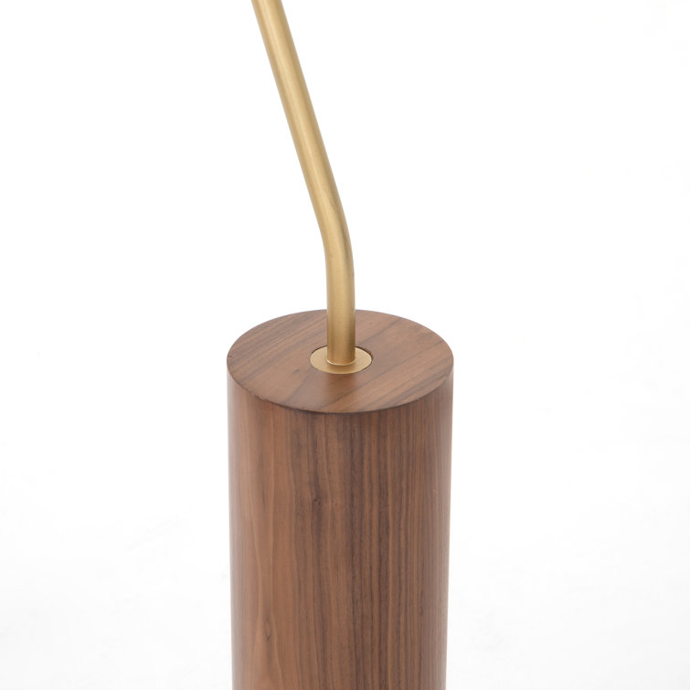 Astrid Walnut & Brass Floor Lamp with Brown Leather Shade