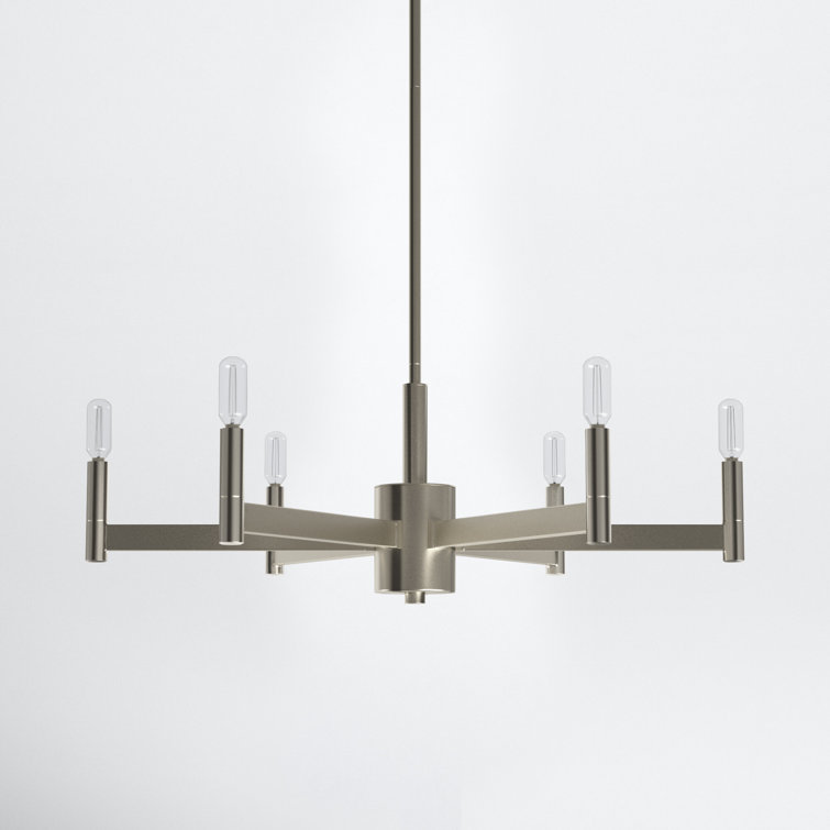 Satin Nickel 6-Light Modern Candle Chandelier