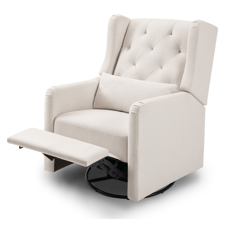 Cream Eco-Weave Swivel Recliner with Tufted Back