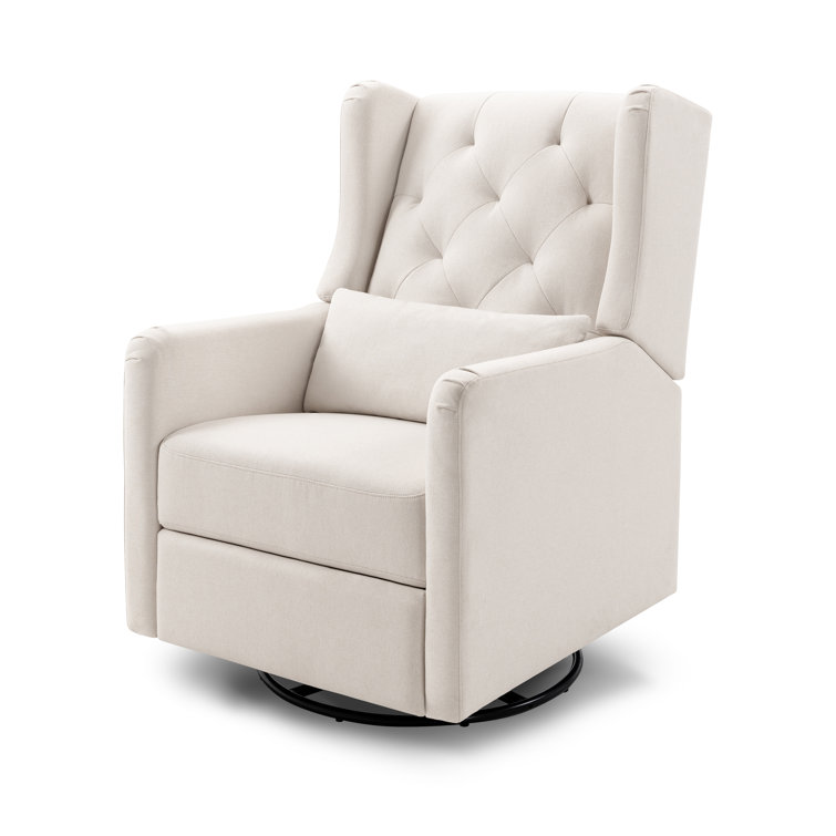 Cream Eco-Weave Swivel Recliner with Tufted Back