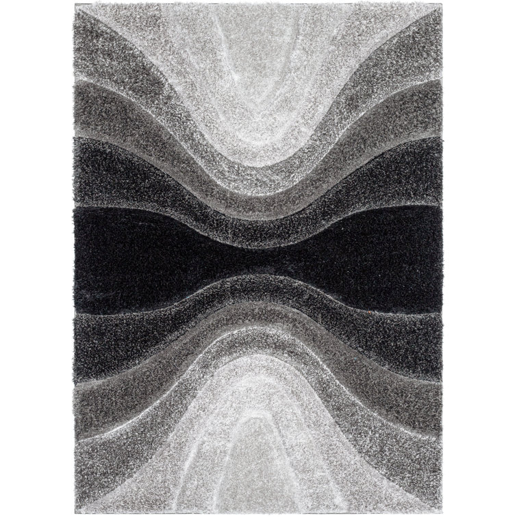 San Francisco Light Blue Geometric Shag Rug 5' x 7'
