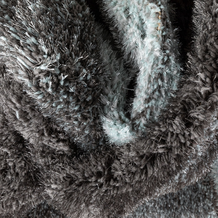 Luz Light Blue Geometric Textured High-Low Shag Runner Rug