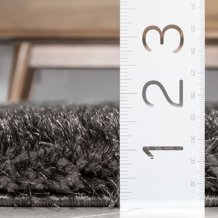Luz Light Blue Geometric Textured High-Low Shag Runner Rug