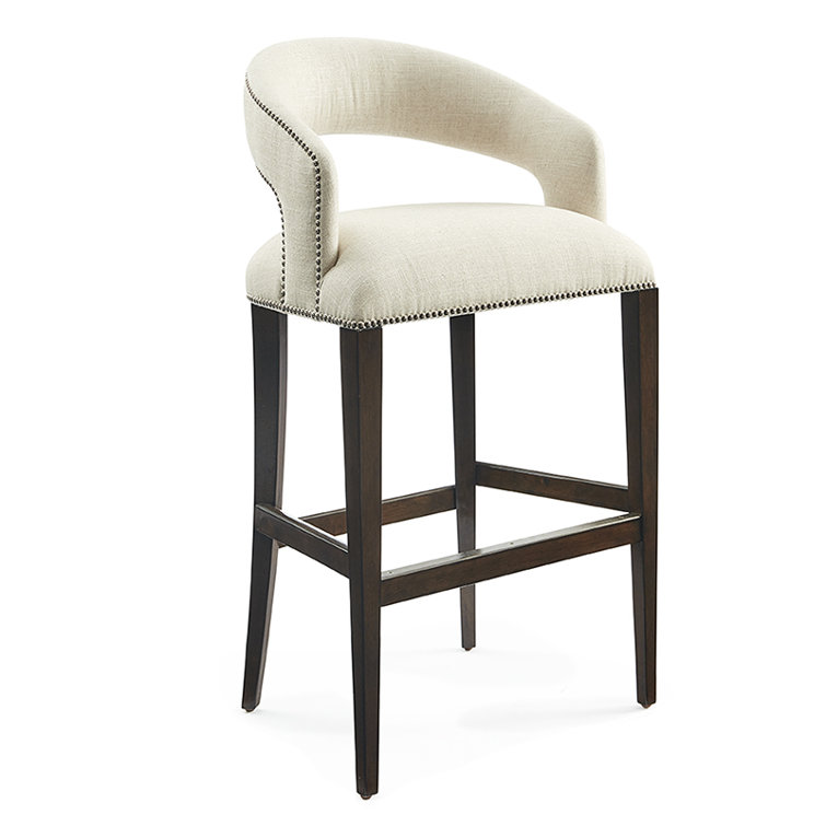 Annabelle Transitional Wood and Linen Counter Stool