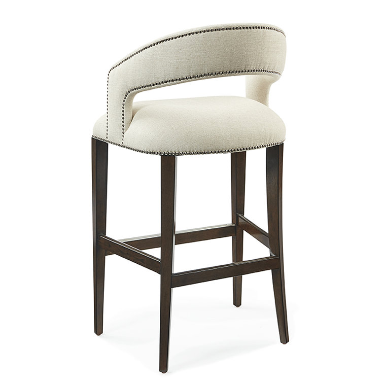 Annabelle Transitional Wood and Linen Counter Stool