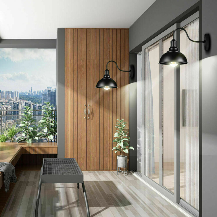 Black Wrought Iron Gooseneck Barn Wall Sconce