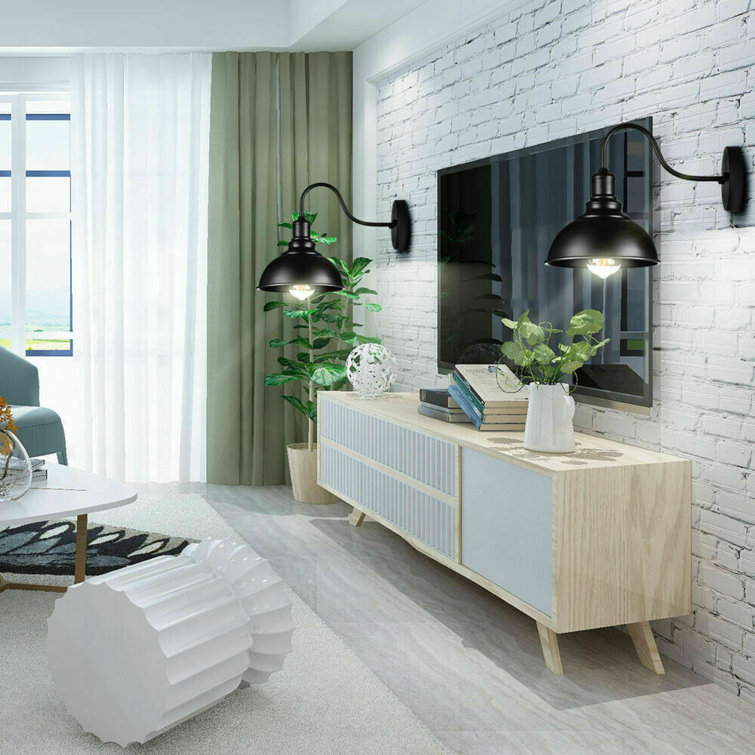 Black Wrought Iron Gooseneck Barn Wall Sconce