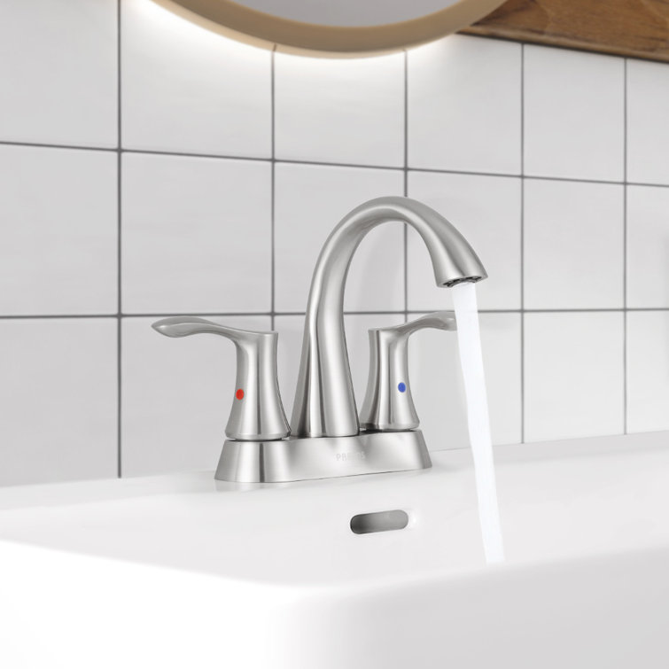 Brushed Nickel 2-Handle Centerset Bathroom Faucet with Drain Assembly