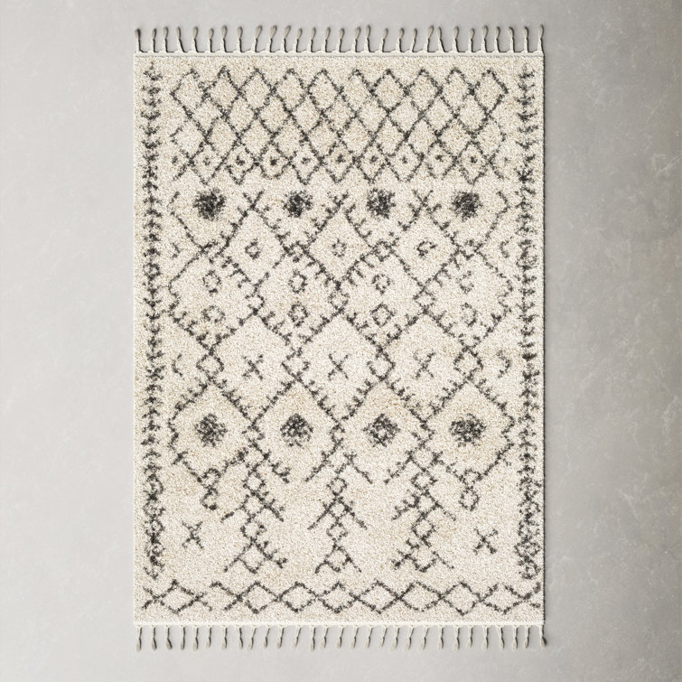 Braided Black Shag 10' x 14' Rectangular Synthetic Rug