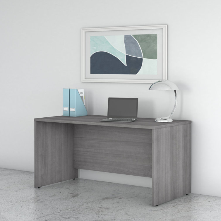 Platinum Gray Contemporary U-Shaped Credenza Desk with Drawer