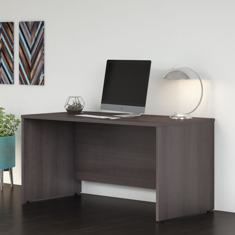 Studio C Transitional Storm Gray Home Office Desk with Filing Cabinet