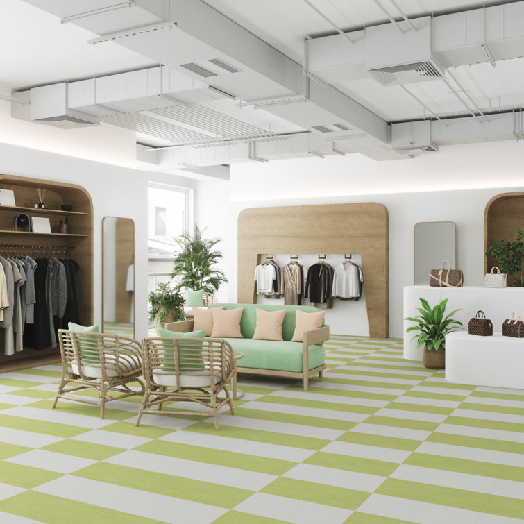 Lilypad Light Green 12" x 24" Adhesive Vinyl Tile Flooring