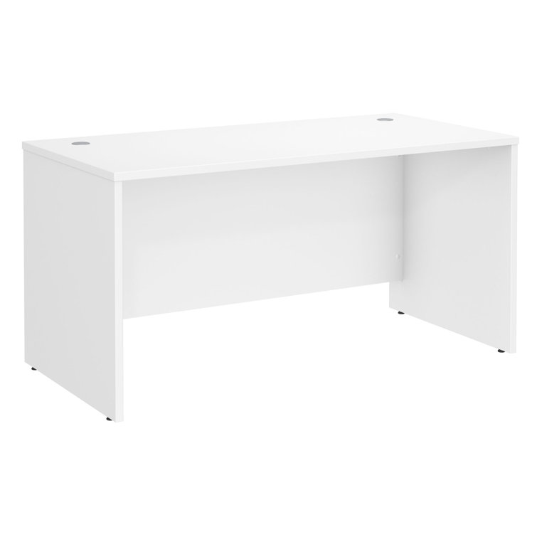 Transitional White 72" Home Office Desk with Cable Management