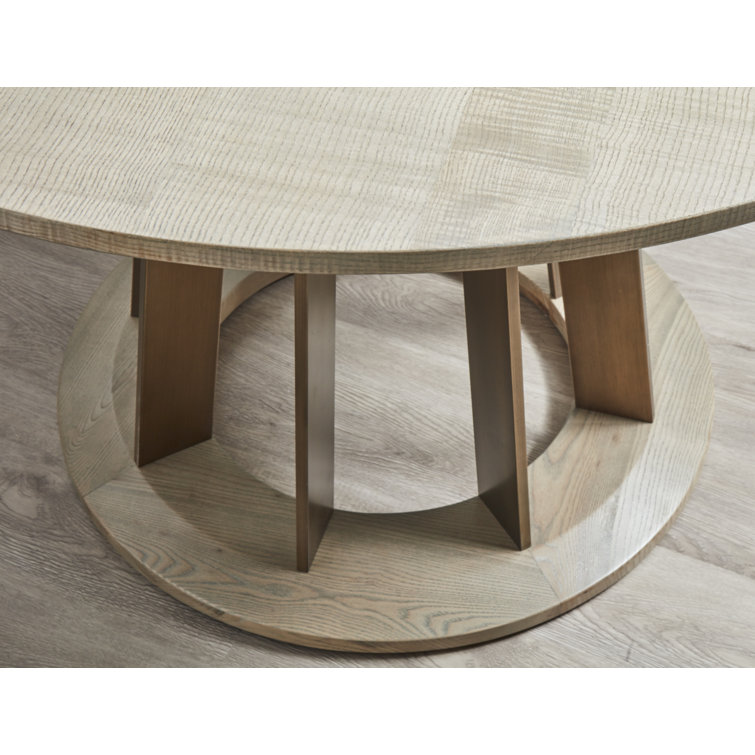 Shale Gray Round Extendable Wood Dining Table