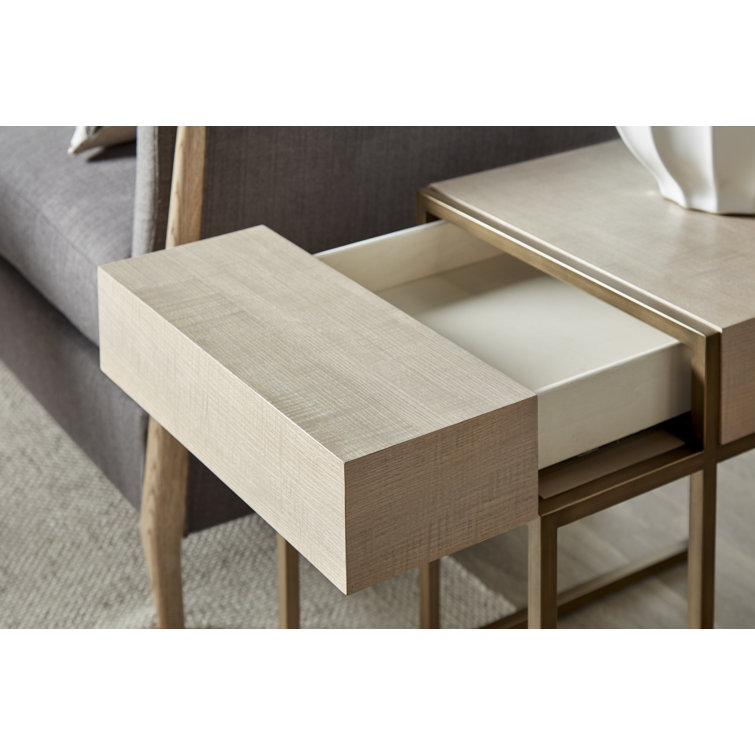 Shale Gray Wood and Metal End Table with Storage