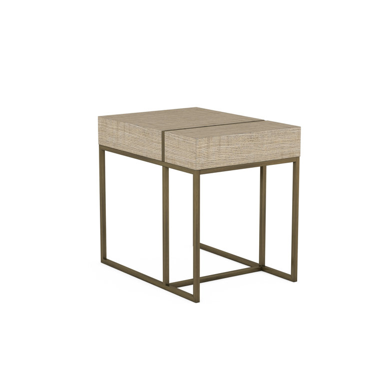 Shale Gray Wood and Metal End Table with Storage