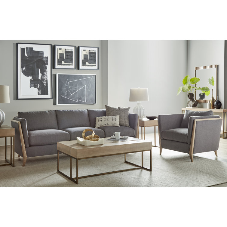 Shale Gray Wood and Metal End Table with Storage