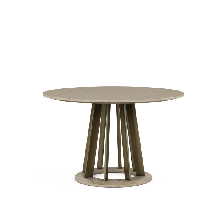 Shale Gray Round Extendable Wood Dining Table