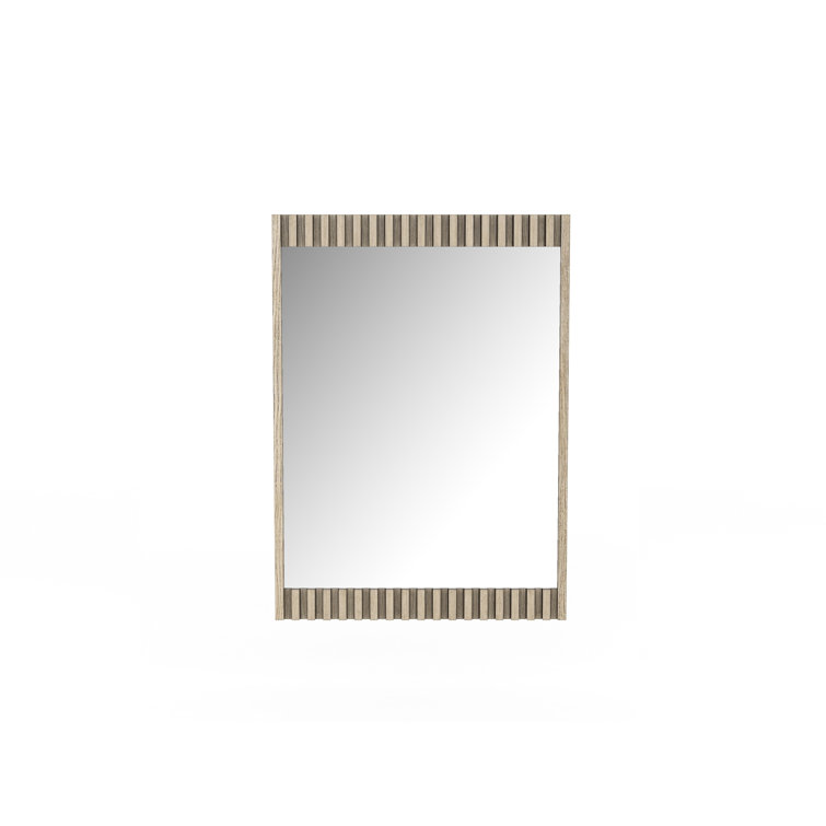 Shale Solid Ash Rectangular Wall Mirror with Beveled Glass