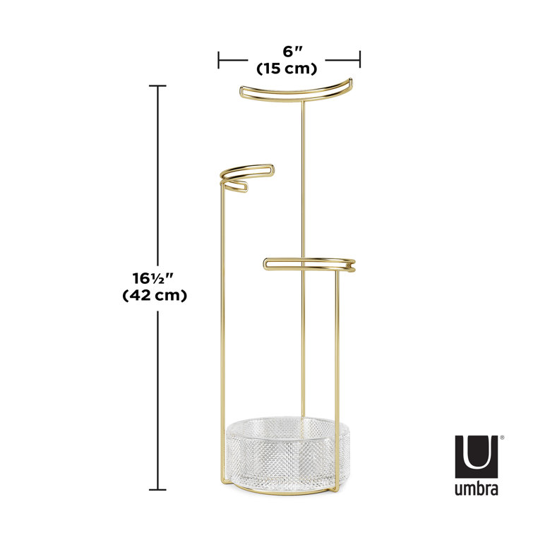 Tesora Gold and Glass Polished Jewelry Stand