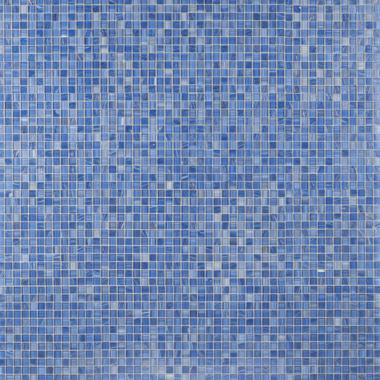 Toluca 12" x 12" Blue Polished Glass Mosaic Tile