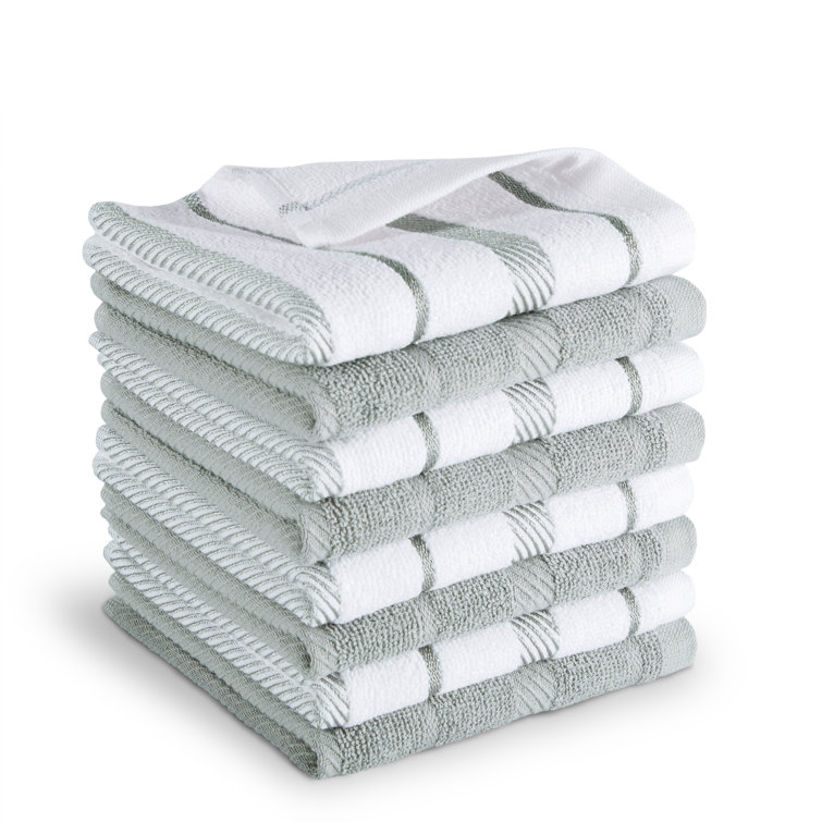 Albany 12"x12" Matte Grey and White Cotton Dishcloth Set