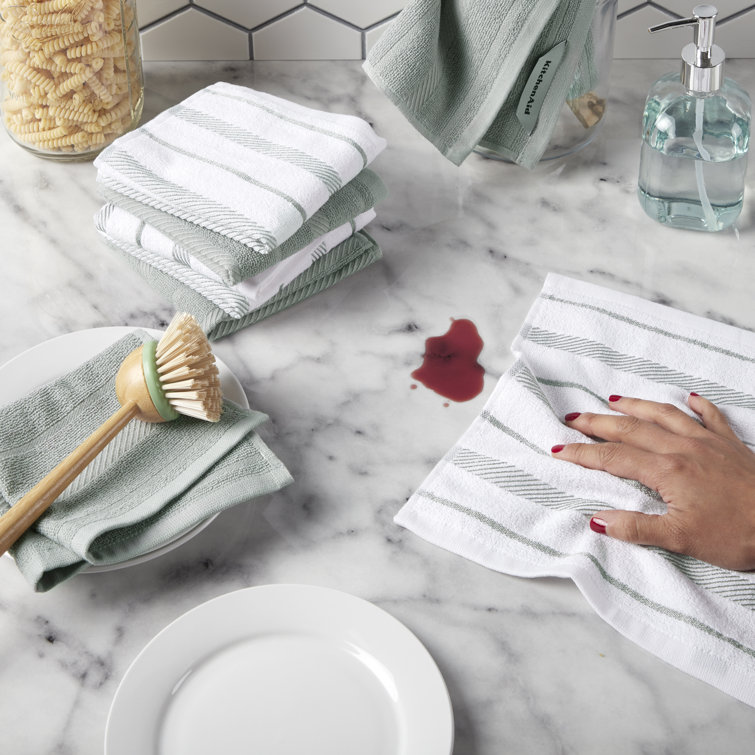 Albany 12"x12" Matte Grey and White Cotton Dishcloth Set
