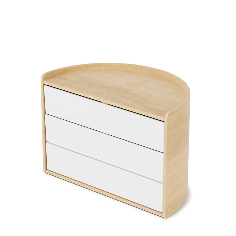 Moona Poplar Wood Collapsible Kids' Jewelry Box in White/Natural