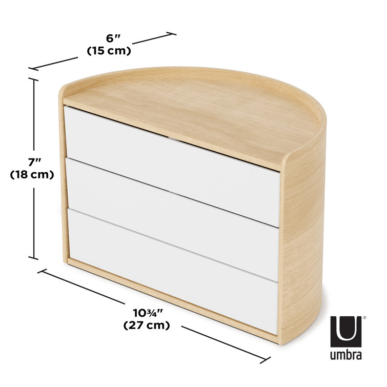 Moona Poplar Wood Collapsible Kids' Jewelry Box in White/Natural