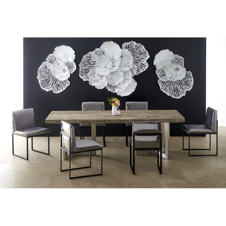 White Metal Contemporary Flower Wall Sculpture
